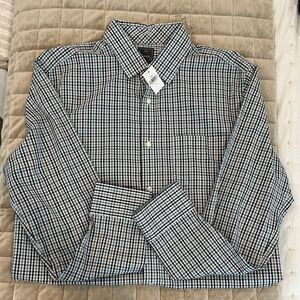 GAP Men's Blue and White Plaid Button Down Shirt